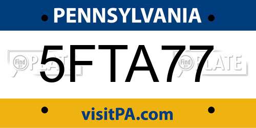 5FTA77 Pennsylvania License Plate