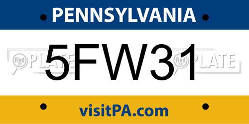 5FW31 Pennsylvania License Plate