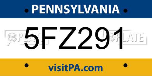 5FZ291 Pennsylvania License Plate