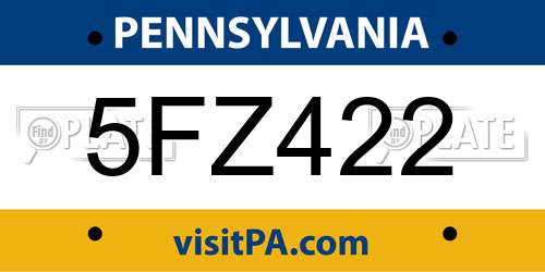 5FZ422 Pennsylvania License Plate