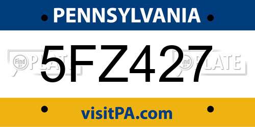 5FZ427 Pennsylvania License Plate