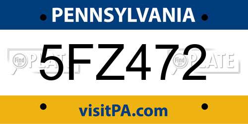 5FZ472 Pennsylvania License Plate