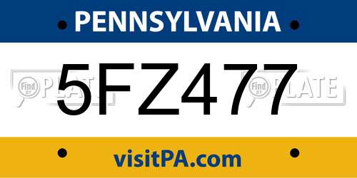 5FZ477 Pennsylvania License Plate