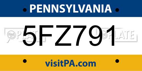 5FZ791 Pennsylvania License Plate