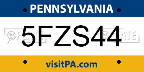 5FZS44 Pennsylvania License Plate