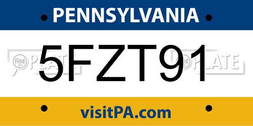 5FZT91 Pennsylvania License Plate
