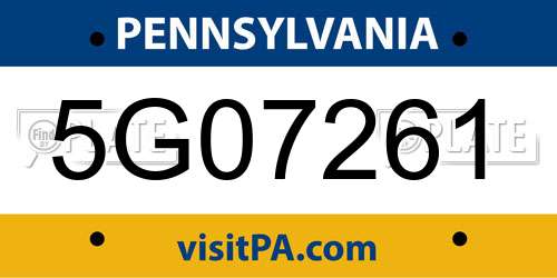5G07261 Pennsylvania License Plate