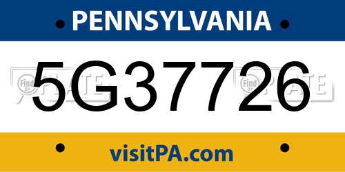 5G37726 Pennsylvania License Plate