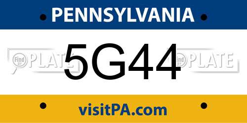 5G44 Pennsylvania License Plate