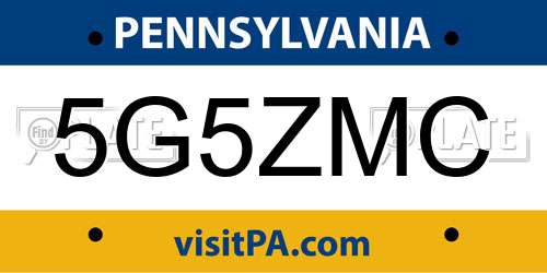 5G5ZMC Pennsylvania License Plate