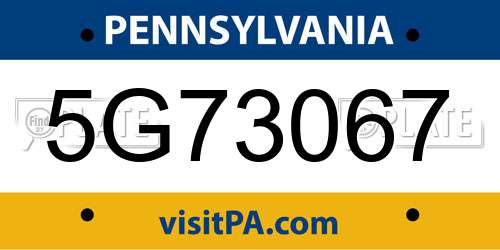 5G73067 Pennsylvania License Plate