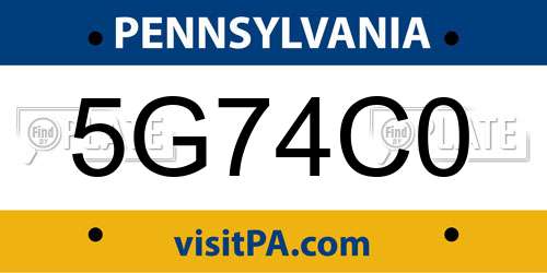 5G74C0 Pennsylvania License Plate