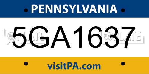 5GA1637 Pennsylvania License Plate