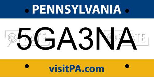 5GA3NA Pennsylvania License Plate