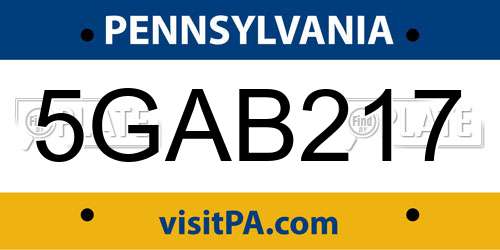 5GAB217 Pennsylvania License Plate
