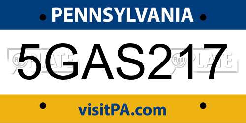 5GAS217 Pennsylvania License Plate