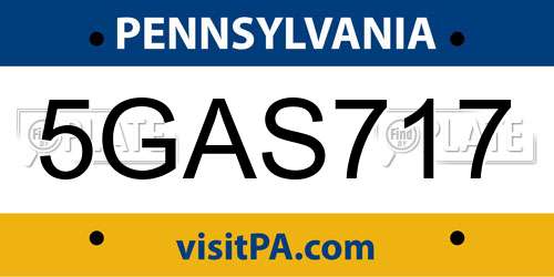 5GAS717 Pennsylvania License Plate