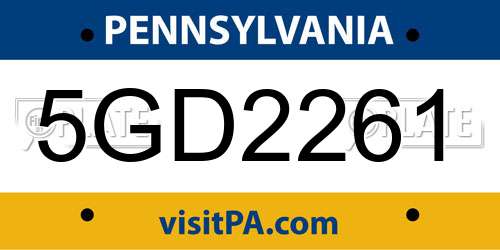 5GD2261 Pennsylvania License Plate