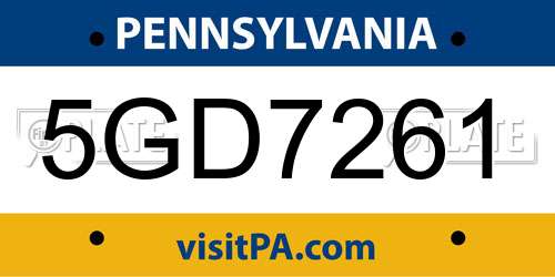 5GD7261 Pennsylvania License Plate