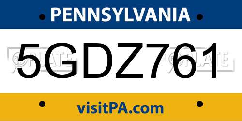 5GDZ761 Pennsylvania License Plate