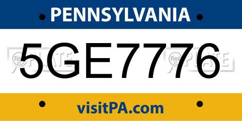 5GE7776 Pennsylvania License Plate