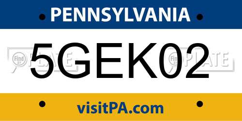 5GEK02 Pennsylvania License Plate