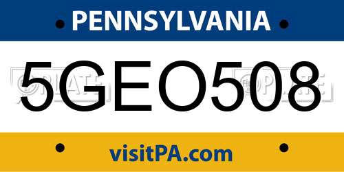5GEO508 Pennsylvania License Plate