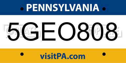 5GEO808 Pennsylvania License Plate