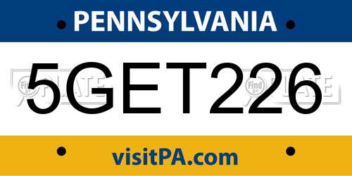 5GET226 Pennsylvania License Plate