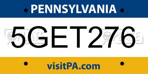 5GET276 Pennsylvania License Plate