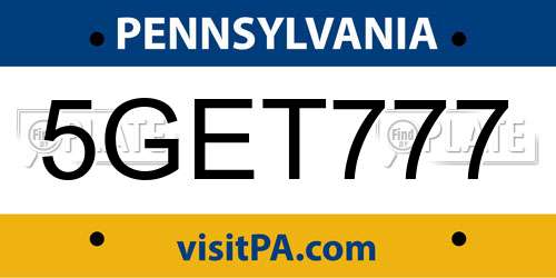 5GET777 Pennsylvania License Plate