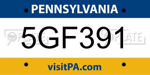 5GF391 Pennsylvania License Plate