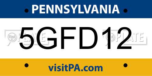 5GFD12 Pennsylvania License Plate