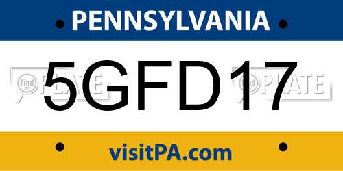 5GFD17 Pennsylvania License Plate