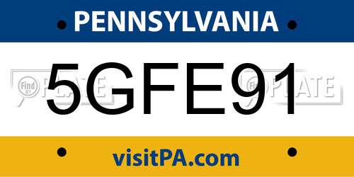 5GFE91 Pennsylvania License Plate