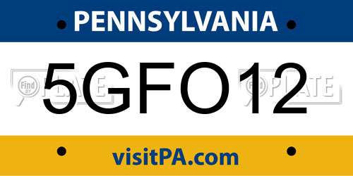 5GFO12 Pennsylvania License Plate