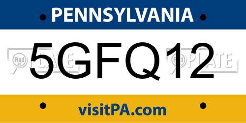 5GFQ12 Pennsylvania License Plate