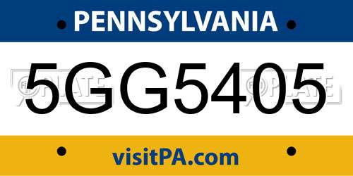 5GG5405 Pennsylvania License Plate