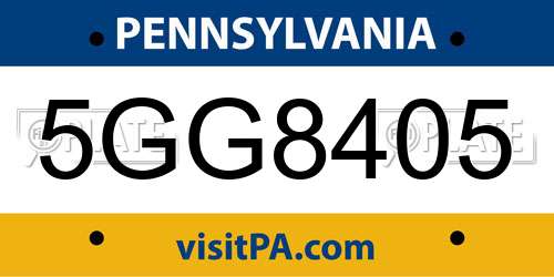 5GG8405 Pennsylvania License Plate