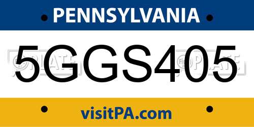 5GGS405 Pennsylvania License Plate