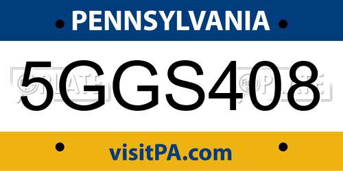 5GGS408 Pennsylvania License Plate