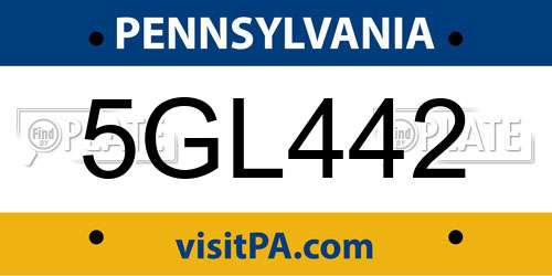 5GL442 Pennsylvania License Plate
