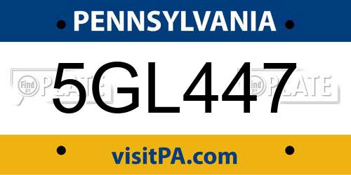 5GL447 Pennsylvania License Plate