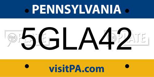 5GLA42 Pennsylvania License Plate