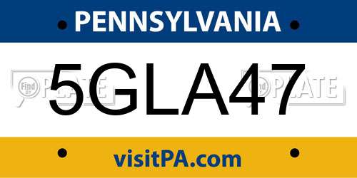 5GLA47 Pennsylvania License Plate