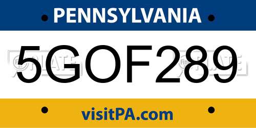 5GOF289 Pennsylvania License Plate