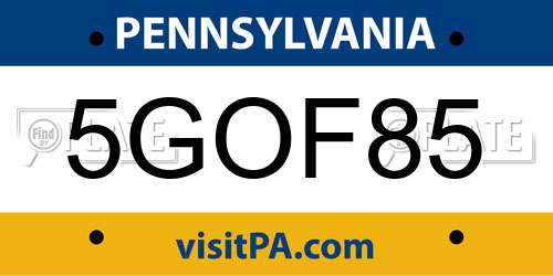 5GOF85 Pennsylvania License Plate