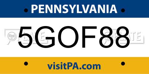 5GOF88 Pennsylvania License Plate