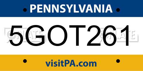 5GOT261 Pennsylvania License Plate