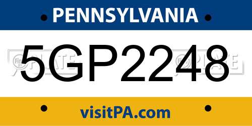 5GP2248 Pennsylvania License Plate